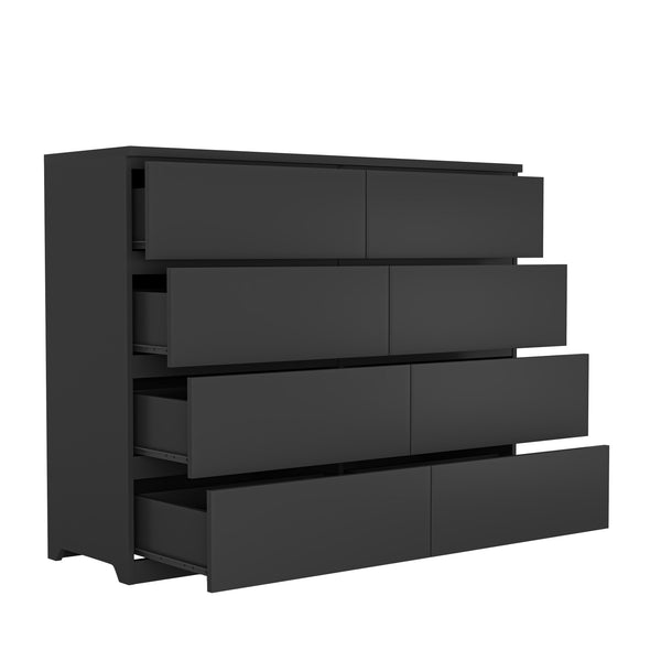English Elm 8 Drawer Tall Chest Slim Particleboard Build Smooth Gliding Storage for Bedroom Closet Black W409S00029