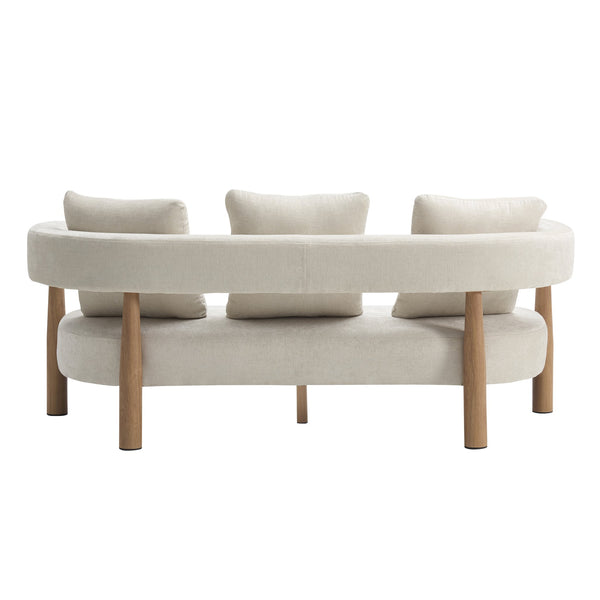 English Elm Luxe Curved Three Seat Chenille Sofa with Arc Backrest and Tapered Legs for Living Rooms N773P342182B