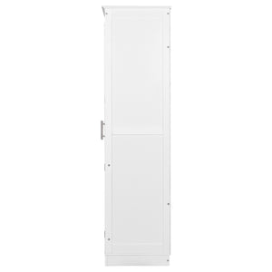 English Elm Topmax Solid Pine Pantry Cabinet with Glass Doors Four Drawers Farmhouse Storage White SP000086AAK