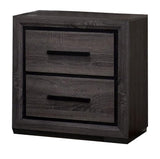 English Elm Gray 1 Piece Nightstand Bedroom Furniture Bedside Table 2-Drawers Two-Tone Design W/ Black Trim Paper Veneer