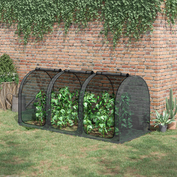 English Elm Outsunny Tunnel Crop Cage Hdpe Mesh Garden Shield with Three Zippered Doors W2225P174509