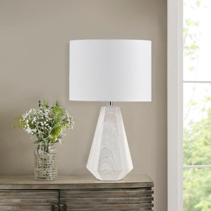 INK+IVY Flinn Modern/Contemporary 23" Resin Table Lamp with Faux Wood Texture II153-0150 Natural Whitewash