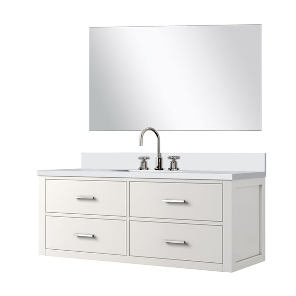 English Elm White Single Bath Vanity Set With Quartz Countertop, 43" Mirror & Chrome Faucet – Stylish & Ready To Install B2731S01990-GIGA