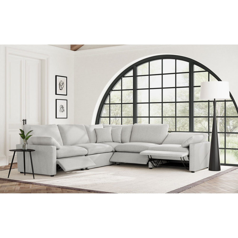 English Elm Hollander Modular Fabric Sectional with Three Power Recliners for Flexible Living Rooms B062S01810