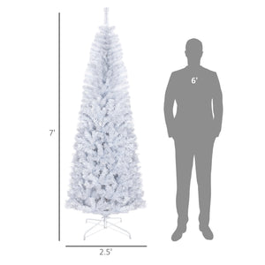 English Elm Homcom 7Ft Slim Douglas Fir Christmas Tree - Unlit, Realistic, Space-Saving Design For Festive Decor W2225P249649