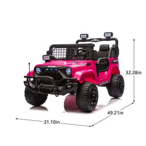 English Elm 24v Dual Motor Two Seat Kids Electric Ride on Car with Remote Control and Bluetooth Audio Pink W1578P305898