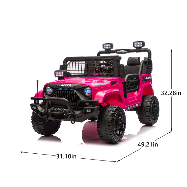 English Elm 24v Dual Motor Two Seat Kids Electric Ride on Car with Remote Control and Bluetooth Audio Pink W1578P305898