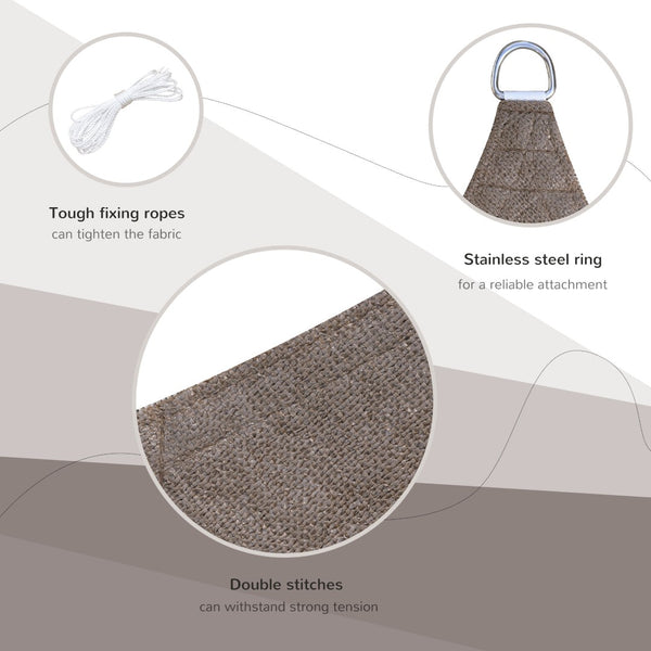 English Elm Outsunny 13' X 20' Uv-Blocking Sun Shade Sail Canopy For Patios, Decks & Yards - Brown With D-Rings W2225P217699-GIGA