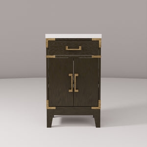 English Elm Brown Oak Single Bath Vanity 20" W X 18" D, Durable Acrylic Top, Soft-Close Cabinet & Classic Style B2731P259731