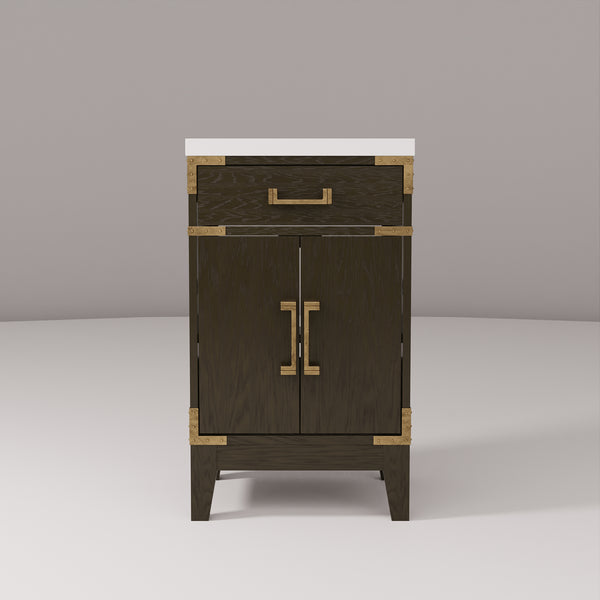 English Elm Brown Oak Single Bath Vanity 20" W X 18" D, Durable Acrylic Top, Soft-Close Cabinet & Classic Style B2731P259731