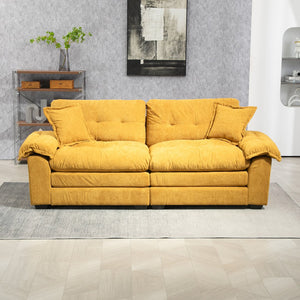 English Elm 84" Chenille Sofa Loveseat with Memory Foam & Pocket Springs, Plush Dual-Layer Comfort, Sturdy Frame Yellow W676S00012