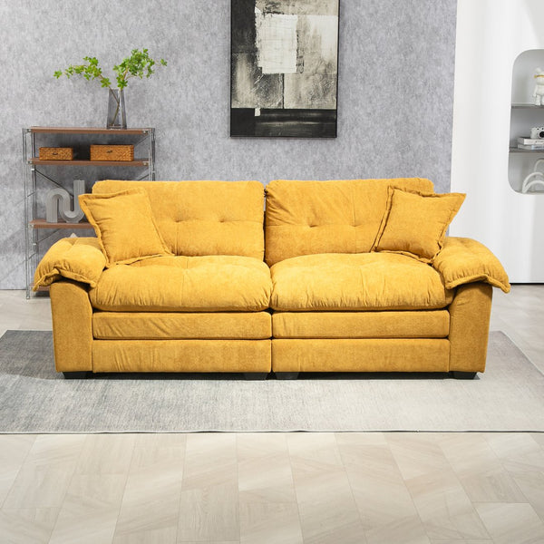 English Elm 84" Chenille Sofa Loveseat with Memory Foam & Pocket Springs, Plush Dual-Layer Comfort, Sturdy Frame Yellow W676S00012