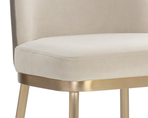 Sunpan Lavania Elegant Two-Toned Fabric Stool with Antique Brass Finish for Modern Home Décor and Comfort Counter Height