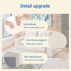 English Elm Loveseat Sofa Bed – Memory Foam Comfort, Convertible 2-In-1 Design, No Assembly, Corduroy Fabric Couch For Small Spaces And Guest Rooms (Beige) W2959P379135