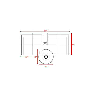 English Elm All-Weather 8-Piece Modular Patio Sofa Set With Fire Pit – No Assembly, Easy Care, Seats 4 Comfortably B120S00201