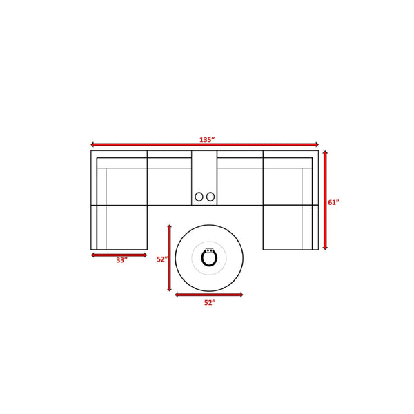 English Elm All-Weather 8-Piece Modular Patio Sofa Set With Fire Pit – No Assembly, Easy Care, Seats 4 Comfortably B120S00201