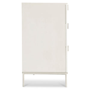 Bernhardt Bernhardt Modulum Faux Stone Dresser With White Adobe Finish, Fluted Soft-Close Drawers, Stainless Base 315042