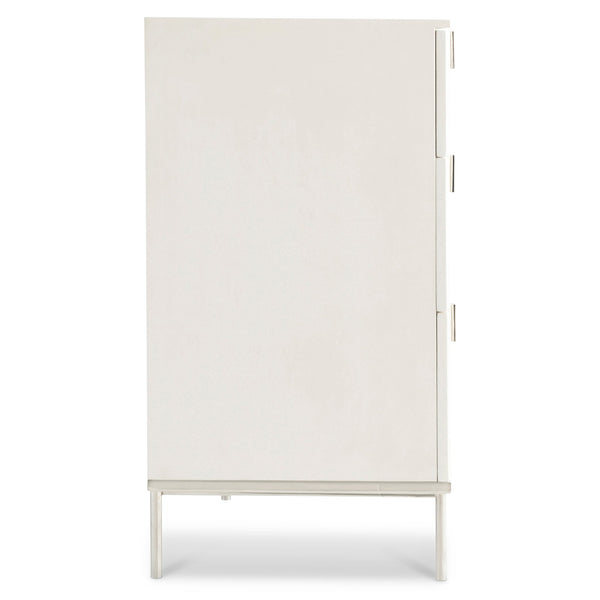 Bernhardt Bernhardt Modulum Faux Stone Dresser With White Adobe Finish, Fluted Soft-Close Drawers, Stainless Base 315042