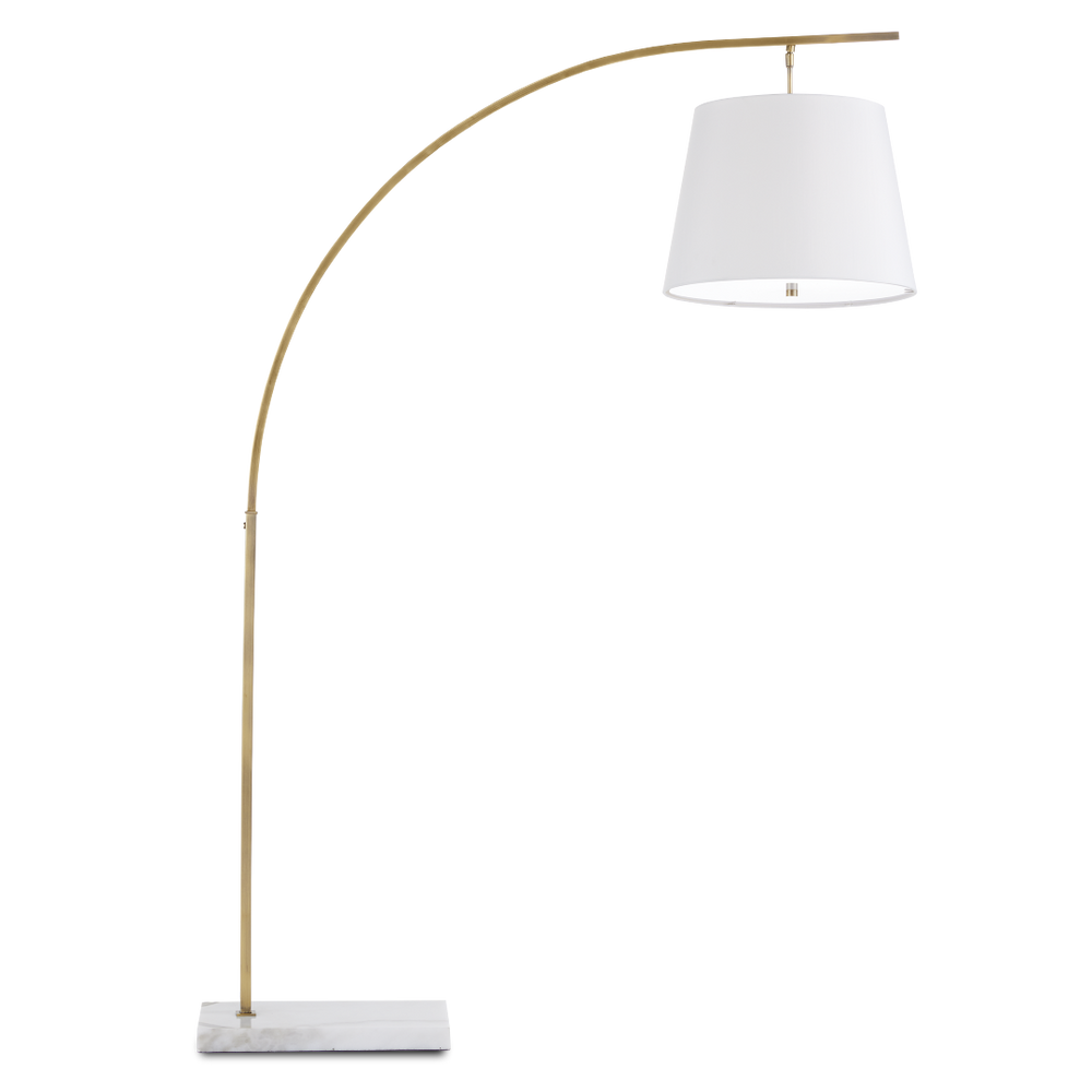 Cloister Brass Floor Lamp - Modern Arc Design with Elegant White Shade and Antique Finish for Style