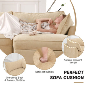 English Elm U Shape 4-Seater Modular Sofa With Movable Ottomans, Hidden Storage, & Plush Chenille In Wheat Color W3041S00181-GIGA