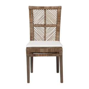 English Elm Modern Rattan Woven Mahogany Dining Chair Bohemian Tall Backrest Organic Style B2750P470065