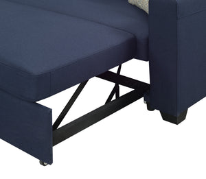 English Elm Navy Fabric Sleeper Sectional with Lift Top Storage Chaise for Compact Living Rooms B361S00027