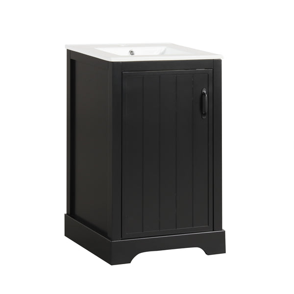 English Elm 20" Modern Bathroom Vanity With Soft-Close Door, Adjustable Shelf & Stylish Black Finish For Storage N725P351852B