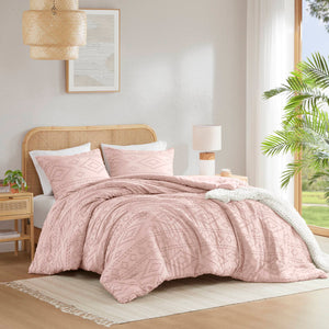 JLA Home 510 Design - Comforter Boho Tufted Mini Set with Brushed Microfiber, OEKO-TEX Certified, Lightweight Year-Round Cozy Pink AM10-0547