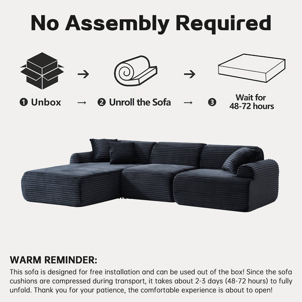 English Elm 105'' Modular Sectional with Washable Woven Cover Convertible L-shape Living Room Sofa W3565S00017