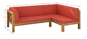 English Elm Christopher Knight Home® - Brava X-Back Left Corner Bench Set For Stylish Indoor/Outdoor Comfort - Durable Acacia Wood Design 57967.00RED2