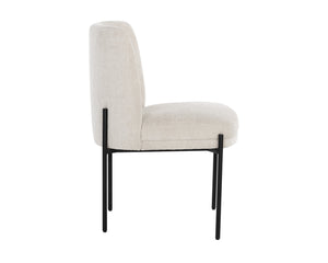 Sunpan Richie Dining Chair - Modern Comfort in Soft Danny Ivory Fabric with Sleek Black Metal Legs