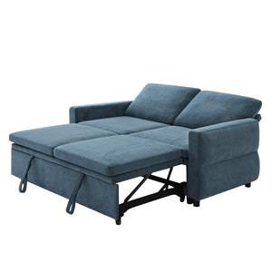 English Elm Convertible Chenille Sleeper Loveseat with Usb Ports and Reclining Backrest for Small Spaces Blue N719P390439C