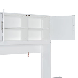 English Elm Queen Murphy Bed with Fold Down Desk Hydraulic Lift Storage Cabinets White N820S10034K-1