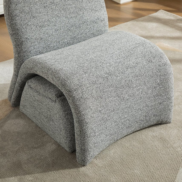 English Elm 24.8 Inch Chenille Armless Accent Chair with Matching Storage Ottoman for Any Room Gray W3098P451469