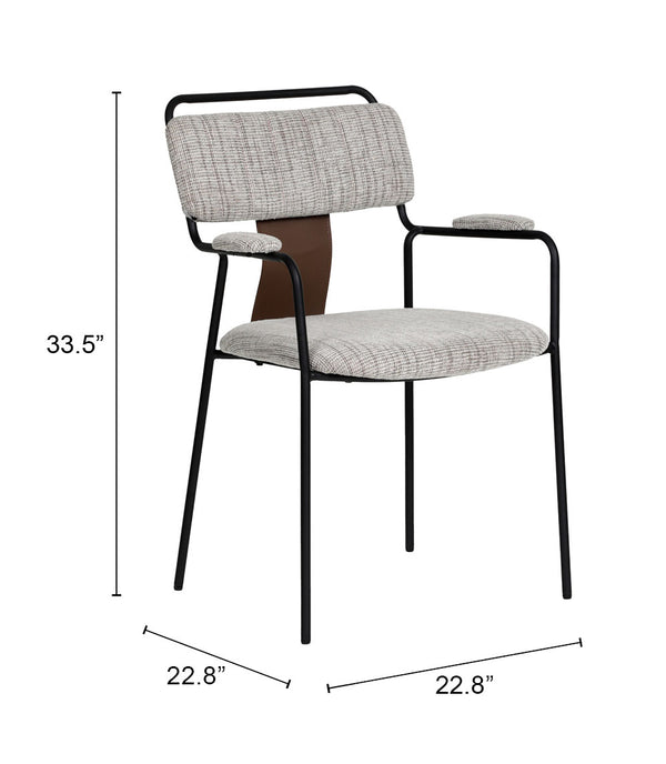 Zuo Modern Couva Dining Chair Set Of 2 - Elegant Gray Tweed With Steel Frame For Modern Dining Spaces Gray 100% Polyester,100% Polyurethane,Steel,Plywood 110938-zuo-modern