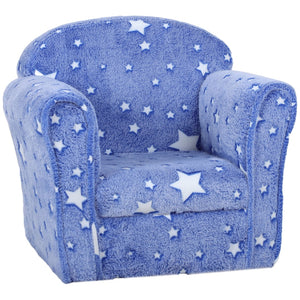 English Elm Qaba Kids Sofa Chair - Cozy Glow-In-The-Dark Star Design, Portable Upholstered Toddler Seat, Blue W2225P229321-GIGA