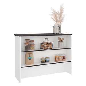 English Elm Central modern kitchen island with two-tone black & white finish, ample storage, durable prep surface B128P398865
