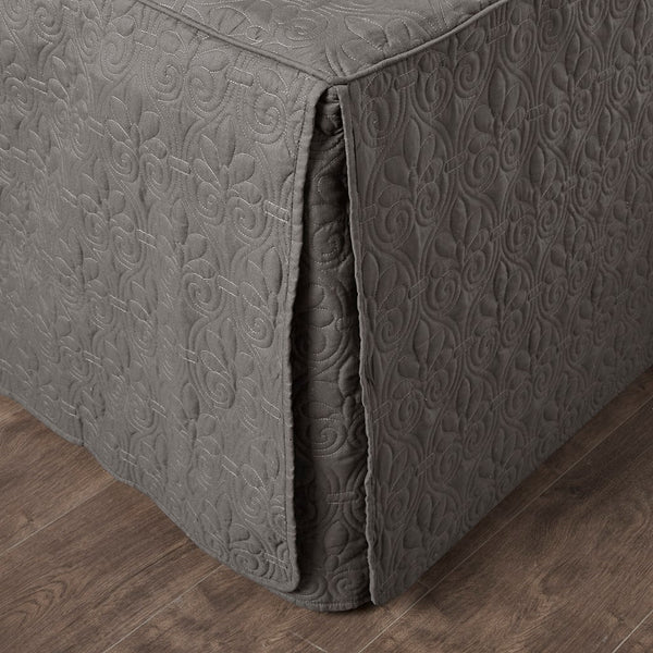 English Elm 3 Piece Madison Park Quebec Quilted Bedspread Set Dark Grey Queen – Pleated Split Corners, Antimicrobial Protection, 24" Drop Elegance B03597559