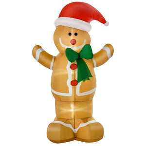English Elm HOMCOM Inflatable 6ft Snowman with Christmas Tree Lawn Decor, Bright LED Lights and Wind Stakes Multicolor W2225P249969