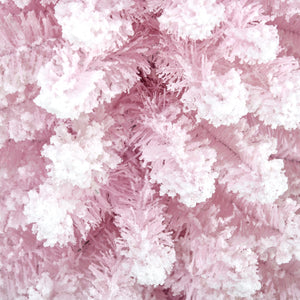 English Elm Homcom 6' Slim Pink Snow Flocked Pencil Christmas Tree For Indoor Decor - Realistic Branches & Easy Setup W2225P229529
