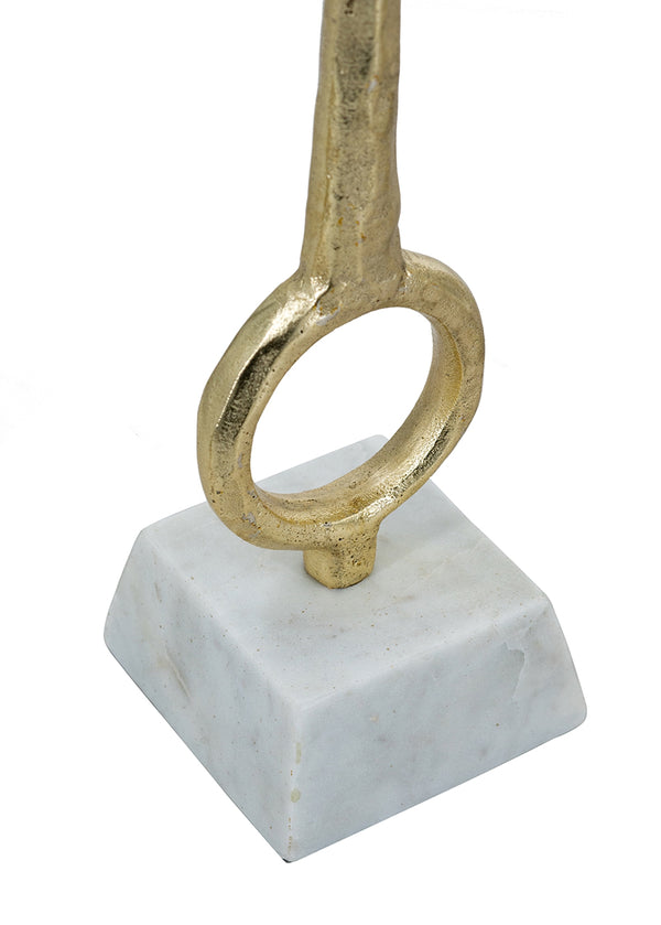 English Elm S/3 Gold Aluminum Pillar Candle Holders with Genuine Marble Base and Ring Detail W2078P490395