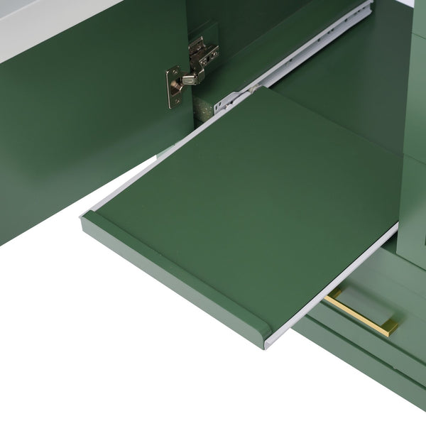 English Elm 30" Green Modern Bathroom Vanity with Ceramic Sink, Solid Wood Frame, Soft-Close Doors & Drawers N729P177787F