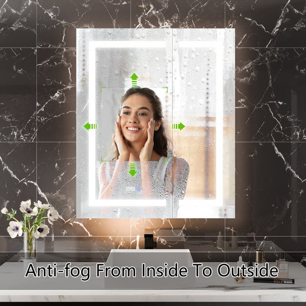 English Elm Smart Led Medicine Cabinet with Anti-fog Mirror Gfci Outlet and Blum Hinges 30x36 W637P382877
