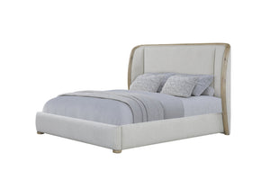 English Elm Queen Channel Tufted Upholstered Bed Knotty Pine Wood Frame Transitional Bedroom B2699S00109