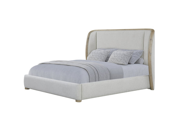 English Elm Queen Channel Tufted Upholstered Bed Knotty Pine Wood Frame Transitional Bedroom B2699S00109