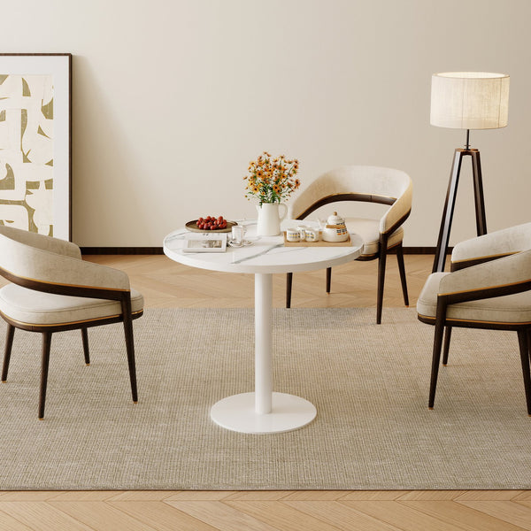 English Elm Round Bistro Dining Table Faux Marble Tulip Base Compact Cafe Style for Small Spaces W3316P457539