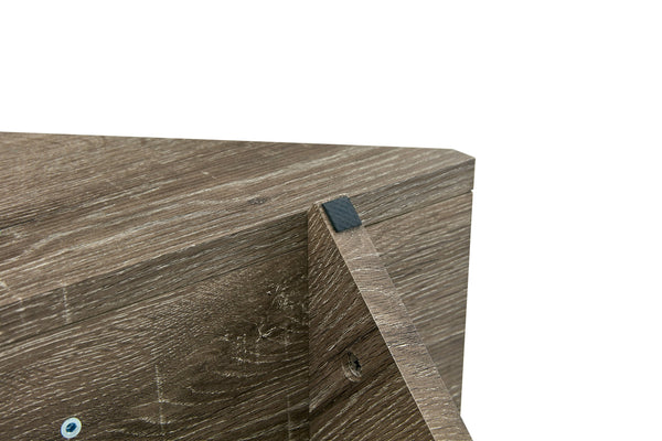 English Elm Tempered Glass Top Coffee Table with Carved Wood Grain Mdf Base and Open Storage W3875P387030