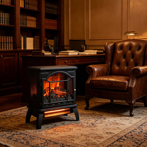 English Elm 18 Inch Infrared Quartz Freestanding Electric Fireplace Stove with 3d Flame Effect W1769112698