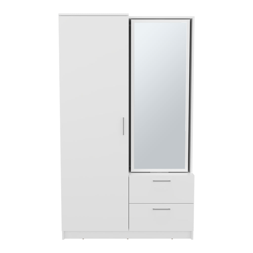 English Elm Seville 71" High Mirror Armoire with Rotating Full-Length Mirror, Drawers, Shelves & Shoe Rack B200S00435