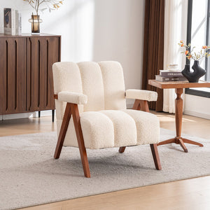 English Elm Mid-century Modern Chenille Accent Chair Cloud Silhouette Oak Frame Living Room Lounge W1170P425382